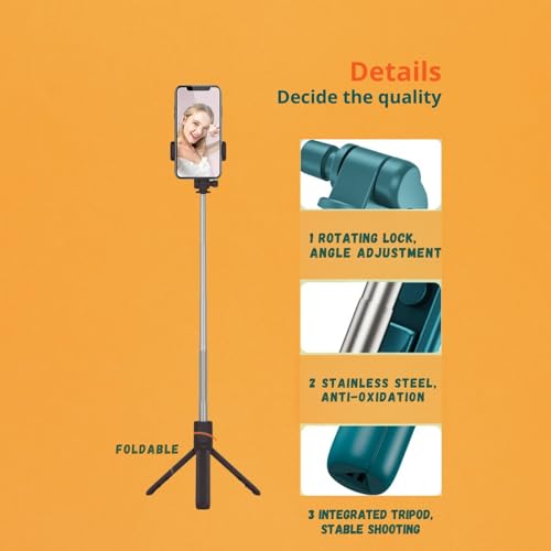 Image of Bluetooth Selfie Stick with Wireless Remote & Tripod Stand | 3-in-1 Extendable Selfie Stick Tripod for iPhone, Samsung, OnePlus, Vivo, Oppo & All Smartphones