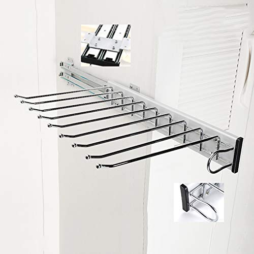 Porte-pantalons coulissant à tiroir en métal argenté gain de place pour dressing