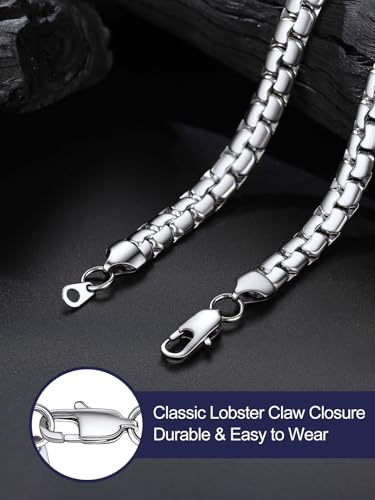 Bandmax Solid Stainless Steel 2MM/4MM/6MM Flat Box Link Chains for Men Women Silver/Gold/Black Rolo Cable Chain Necklaces Length 14"-30", Gift Packed3