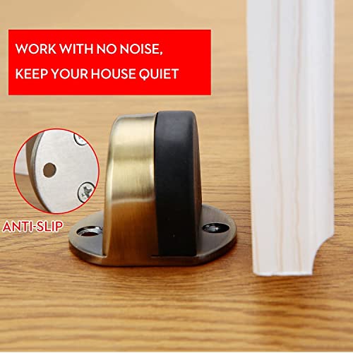 Tope de puerta de acero inoxidable autoadhesivo e impermeable con amortiguador de goma, 2 piezas 4
