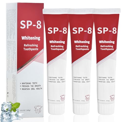 Toivize 3pcs SP-8 Pasta de Dientes Probiótica, sp8 Pasta de Dientes Blanqueadora con Probióticos, Dentífrico Blanqueador Ultra Whitening para Limpieza Profunda, Encías Saludables y Aliento Fresco