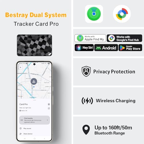 Tracker Karte Android & iOS – Slim Wallet Tracker Card kompatibel mit Apple Find My & Google Find Hub, Smart Finder Tag für Geldbörse, Portemonnaie & Passport