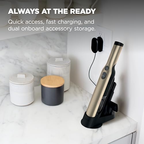 Image of Shark WANDVAC Cordless Hand Vacuum, Lightweight & Portable at 1.4 lbs., Powerful Suction, Charging Dock, One-Touch Empty for Car & Home, French Gold, WV201GD