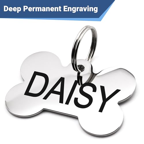 GoTags Dog Tags Personalized Engraved Pet ID Tags, Stainless Steel, Front and Backside Engraving, Available in Bone, Round, Heart, Bow Tie and More, Small and Large Dog and Cat (Pack of 1) - Image 6