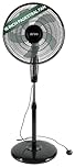 Zuvo 16 Inch Pedestal Fan | Oscillating Standing Electric Fan with Adjustable Height & Tilt | Powerful Floor Fan for Bedroom, Living Room & Home | 3 Speed Cooling Fan (Black)