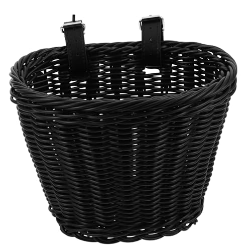 POPETPOP 用自転車フロントバスケット プラスチック製手編み収納 大容量 幼児用スクーター 三輪車対応 使いやすいハンドルバーオーガナイザ