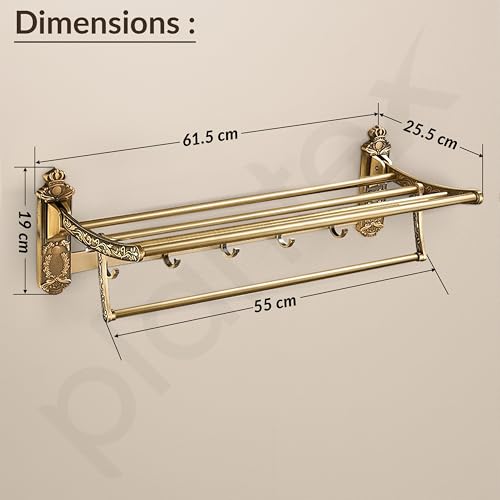 Image of Plantex Antique Aluminum Foldable Towel Rack for Bathroom /Towel Holder in Bathroom /Folding Towel Stand /Hanger /Bathroom Accessories (24 Inch)