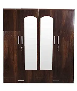 Caspian Furniture Junglewood Textured 4 Door Wardrobe with Mirror (Black)