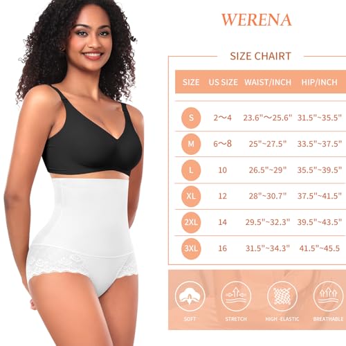 Image of Werena Tummy Control Shapewear Panties for Women High Waisted Shaping Underwear Lace Body Shaper Girdle