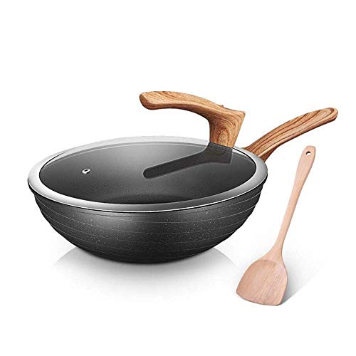 Wok antiadherente con tapa de vidrio 30.8 cm