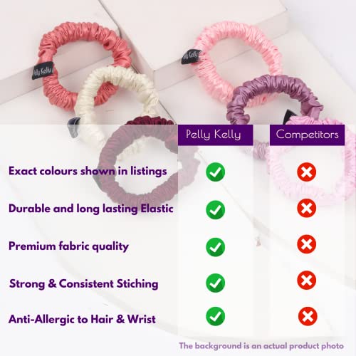 Image of Premium Satin Scrunchies for Women | Hair Bands, Ponytail Holders & Rubber Bands | Skinny, Fluffy, No-Damage Hair Ties | Girls Hair Accessories | Small Size | Pack of 13