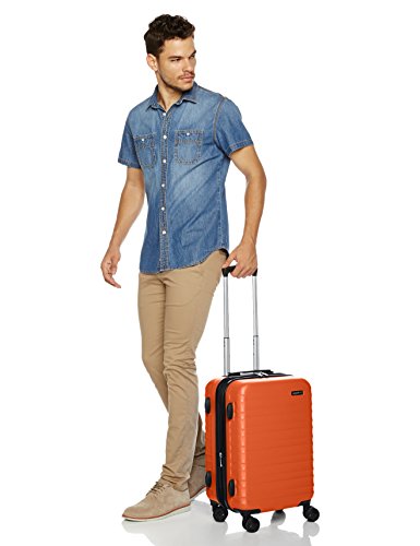 AmazonBasics Hardside Carry-On Spinner Suitcase Luggage - Expandable with Wheels - 21 Inch, Orange