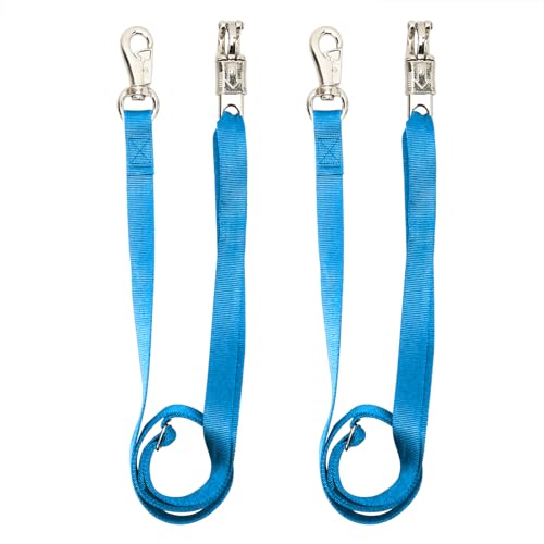 HDYEGY 2PCS Cross Ties Heavy Duty Adjustable Nylon Cross Ties for Horse Horse Trailer Tie with Panic Snap and Bull Snap Adjustable Length from 44.5-78.5 Inch Blue