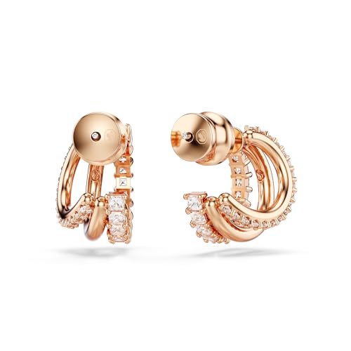 Swarovski Hyperbola Hoop Earrings, Mixed Cuts, Mini, Clear, Rose Gold-Tone Finished4