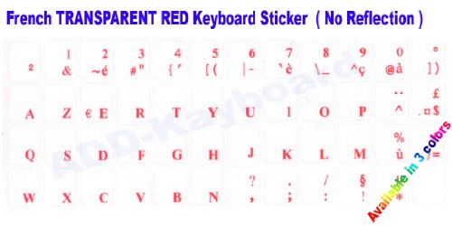 Calcomanías de teclado rojo francés transparentes para laptops miniatura 2