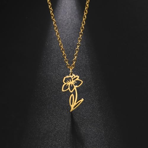 Collier fleur du mois de naissance jonquille : pendentif mode coréenne
