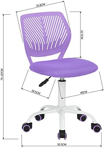 3. Bild von Homy Casa Schreibtischstuhl Verstellbarer drehbarer Bürostuhl Stoffsitz Ergonomischer Arbeitsstuhl ohne Armlehne Lila