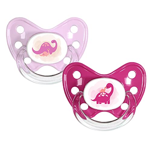 Dentistar Set de 2 Chupetes Ortodónticos de Silicona – Talla 1, 0-6 meses – Chupete recien nacido previene la desalineación de los dientes – Libre de BPA – Dinosaurios Rosa & Pink Dentistar Set de 2 Chupetes Ortodónticos de Silicona – Talla 1, 0-6 meses – Chupete recien nacido previene la desalineación de los dientes – Libre de BPA – Dinosaurios Rosa & Pink