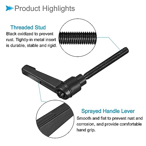 Image of Clamping Lever Handles, M6 x 50mm Male Thread, Adjustable Quick Release Locking Rotating Bolt Knobs Black - (Applications: for Lathe Machinery), 2-Pieces