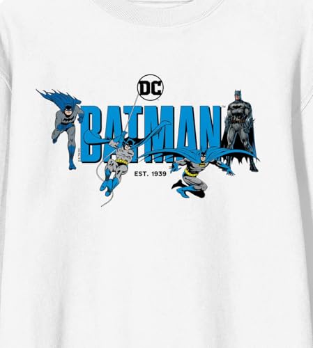 Bioworld Batman 90th Anniversary Retro Graphics Crew Neck Long Sleeve Adult White Sweatshirt2