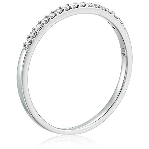 1/8 cttw Diamond Wedding Anniversary Band for Women, Round Diamond Engagement Ring 10K White Gold Prong Set 0.125 cttw, Size 3.5-102