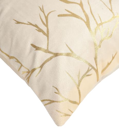 Image of Velvet Foil Cushion Covers 18 inch x 18 inch Set of 5, Cream