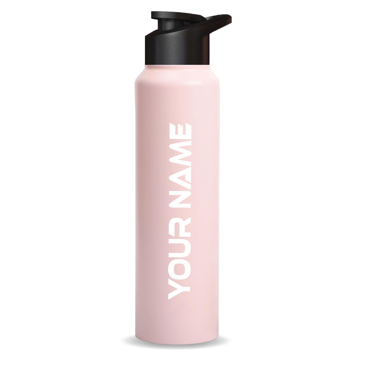 Speedex Customised Stainless Steel Water Bottle 1 Ltr with Name – Personalised Engraved Sipper Cap Bottle for Kids, Men & Women, School, Gym, Office Pastel Pink, Set of 1