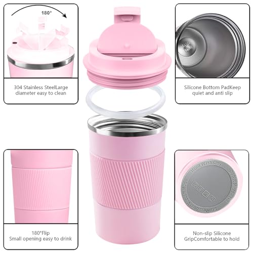 Image of Insulated Travel Coffee Mug, Stainless Steel Coffee Cup with Leakproof Lid