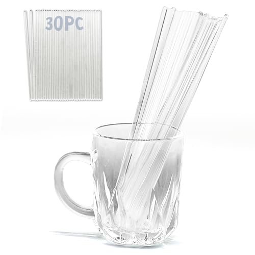 30pcs 8' Acrylic Cake Topper Sticks - 5mm Flat Clear Plexiglass Sticks for Cupcake Toppers, Cake Pops, Lollipops - Strong Unbending Transparent Decorating Sticks (30 pcs)