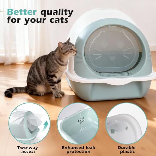 Masthome Enclosed Cat Litter Tray,Anti-Spillage Cat Litter Box with Charcoal Filter,Odor Control Cat Litter Tray with Lid,Deep Hooded Cats Litters Toilet for Small & Medium Cats,Send 1 Litter Scoop - Image 6