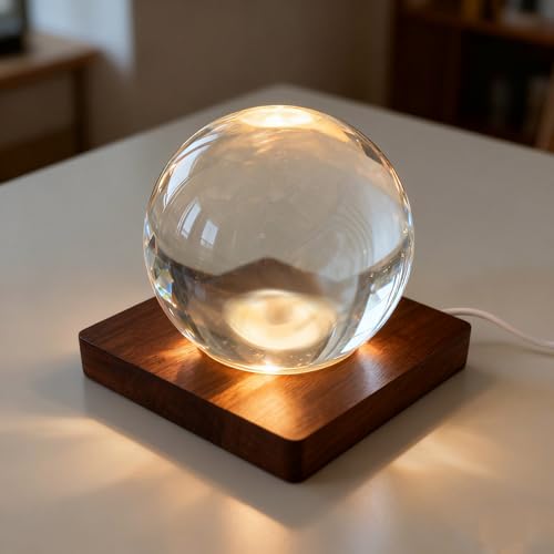 Image of Wooden LED Light Base Display Lighted Base for Crystals - Brown Square Wood Display Lighted Bases Pedestal Stand for Room Office Home Decor