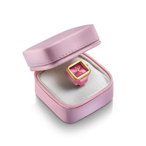 Image of Sonata Poze 7 Analog Pink Dial Gold Sheet Metal Ring Strap Watch for Women - SP80143KM02W