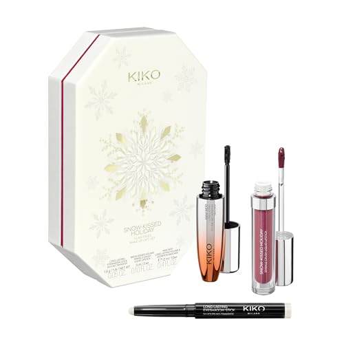 KIKO Milano Snow-Kissed Holiday Glam-Faves Make Up Gift Set, Kit De Regalo De Maquillaje: Máscara De Pestañas Efecto Volumen, Labial De Mate A Brillante Y Sombra De Ojos En Stick
