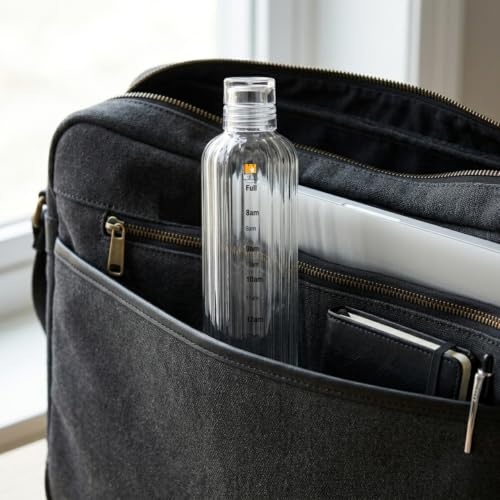 Image of Borosilicate Glass Water Bottles with Cap, Water Bottle 500ML Glass Motivational Time Marker Drink Bottle Cute Glass Milk Juice Drinking Bottles for Girls Kids Women for School, Gym (White)