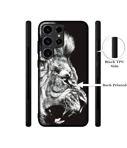 Image of Angry Lion Design Premium 2D Printed Metal Back Case Cover for Samsung Galaxy S23 Ultra 5G