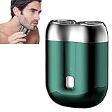 Electric Mini Portable Razor for Men 2025 New, IPX6 Waterproof New Model Mini Dual-Head Electric Shaver Washable, Portable USB Rechargeable Electric Shaver for Travel Home Daily Use (Green)