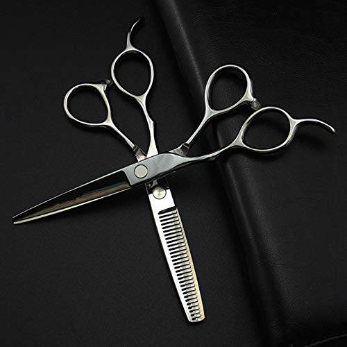Hair Cutting, 6inch 5 Colors Professional 440c Left Handed Hair Cutting Barber Haircut thinning Hairdressing Set (Color : Silver Set)