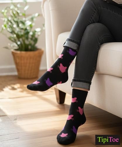 Image of Tipi Toe Women's Fun Patterned Dress Socks, 12-Pack Lightweight Colorful Crew Socks, Casual Novelty Assorted Designs