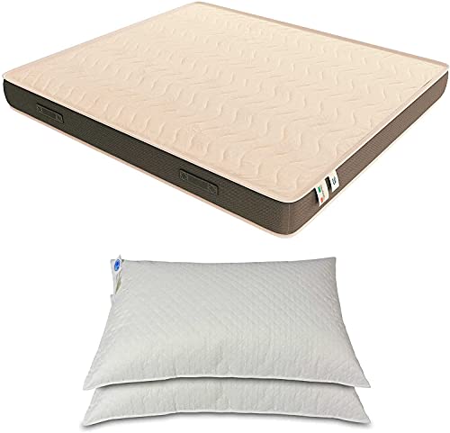 Baldiflex Colchón de Waterfoam para Cama de Matrimonio Power, con Revestimiento de Aloe Vera, Banda 3D de Masaje, ergonómico, Transpirable, antiácaros (180 x 190 cm + 2 Almohadas de Regalo)