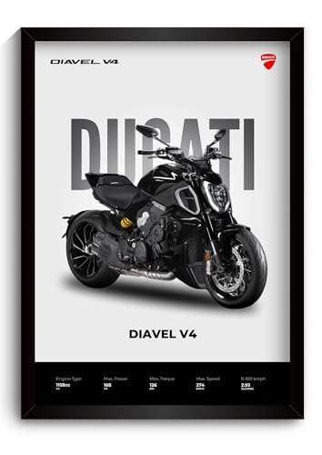 Image of Ducati Diavel Poster | Framed Poster of Ducati Superbike A4 Sized (31 x 23 cm) | Superbike Posters for Wall, Gift for Boys, Ducati Bike Frame | Bike Frames | Bike Posters for Wall, Bedroom, Hostel (F 067)