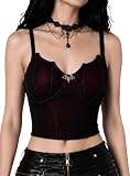 Ausing Débardeur Gothique Fille Crop Top Femme Steampunk Crop Corset M...