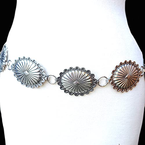 Western Concho Fashion Chain Belt Western Flower Concho Adjustable Size Large2