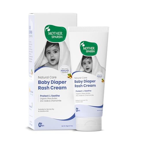 Image of Mother Sparsh Natural Care Baby Diaper Rash Cream-50g | Diaper Rash Cream for Babies with Chamomile, Shea Butter & Zinc Oxide | Protects & Soothes Newborn Sensitive Skin