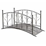 DELUKE Gartenbrücke Paris mit Geländer Antik-Optik - Stahl Schwarzbraun 91,7x79,3x181,4cm | Metallbrücke Garten Teichbrücke