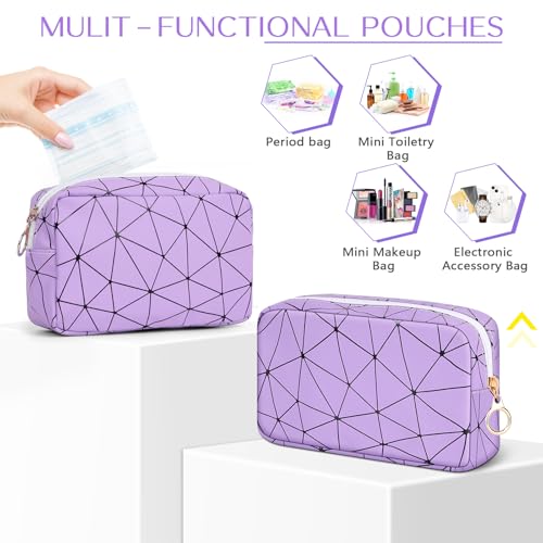 Image of Likesing Tampon Holder for Purse, Leather Period Bag Sanitary Napkin Storage Bag for Girls Womens, Portable Feminine Emergency Pad Period Pouch(Purple)