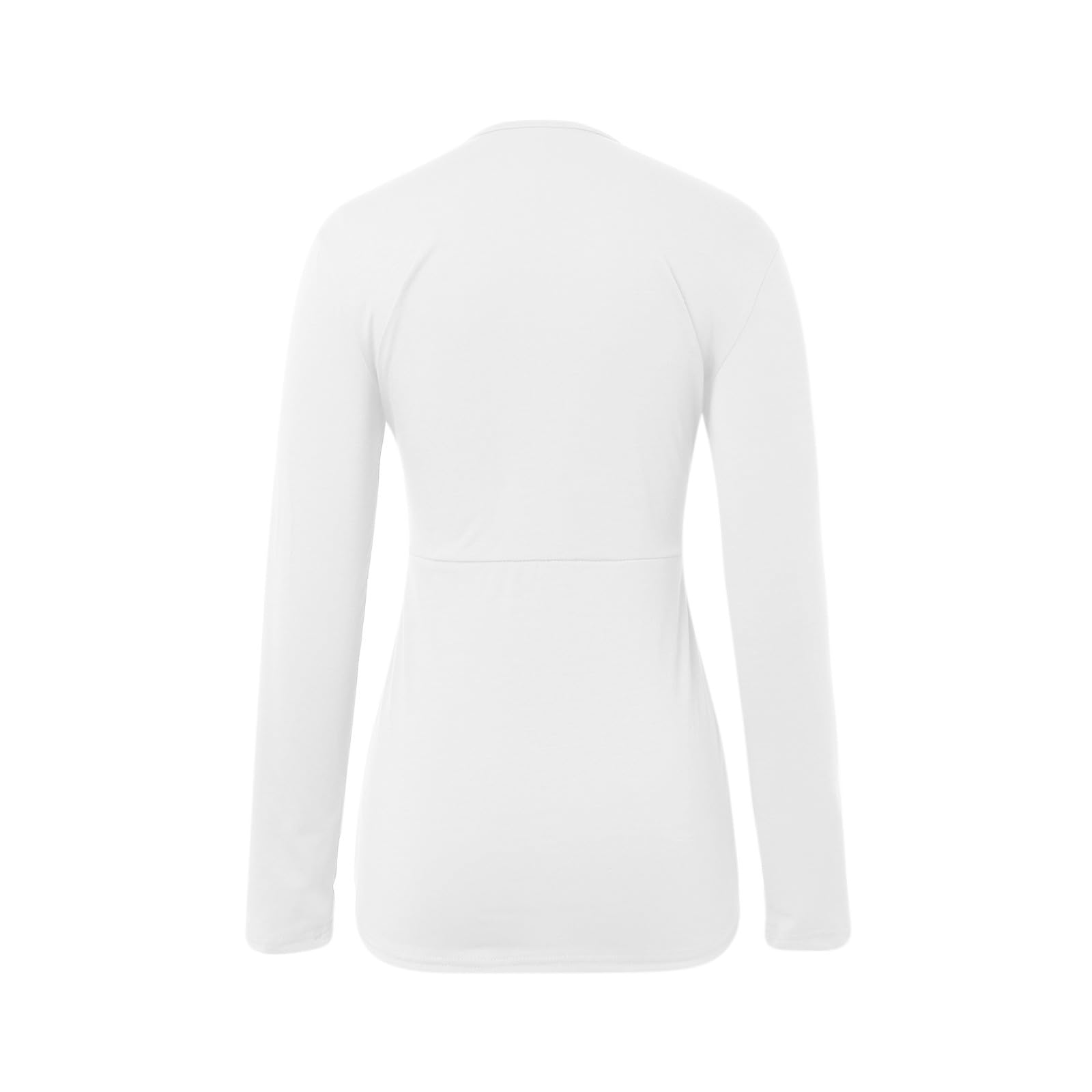 Camisa con Cuello en y Nudo Frontal para Mujer, Manga Larga, Elegante, Informal, Color sólido