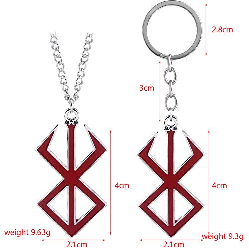 Mullike Behelit Necklace Keychain Haou no tamago Necklace Brand Of Sacrifice Rune Behelit Guts Sword Keychain for Men3