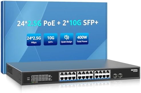 24 Port 2.5G PoE Switch Unmanaged with 24 Port 2.5Gb Base-T PoE+@...