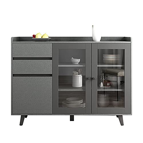 QINJIE Gabinete de Madera con Estante de Vidrio, Mesa de Consola de Madera Maciza, Mesa de sofá, para Sala de Estar, dormitorios y Pasillo, fácil de Montar