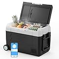 AS Car Fridge Portable 12V Refrigerator 47 Quart Electric Cooler with 12/24V DC&110-240V AC for Truck Van RV Camper SUV, Portable Freezer with Wheels for Camping Boat Travel, -4~68°F (45L)